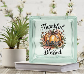 Thankful and Blessed Leopard Glass Block Decal