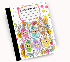 Labubu floral vinyl composition notebook wrap