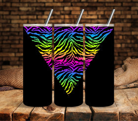 Rainbow Zebra Vsplit UV DTF tumbler wraps
