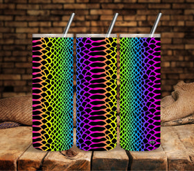 Rainbow Snakeskin wrap UV DTF tumbler wraps