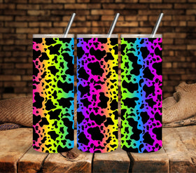 Rainbow Cow Spots wrap UV DTF tumbler wraps
