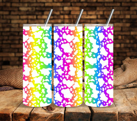 Rainbow Cow Spots wrap UV DTF tumbler wraps
