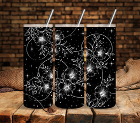 Boho Floral #1 White UV DTF tumbler wraps
