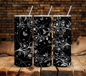 Boho Floral #2 White UV DTF tumbler wraps