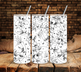 Boho Floral #4 Black UV DTF tumbler wraps