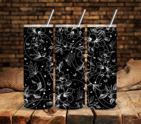 Boho Floral #4 White UV DTF tumbler wraps