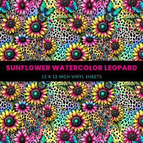 Sunflower watercolor leopard 12x12 vinyl sheet