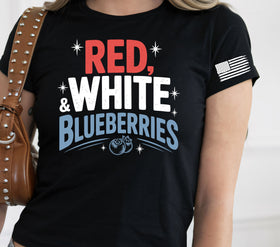 Red White and Blueberries with flag DTF Transfers- 2 piece set