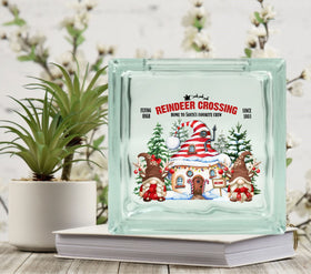 Reindeer Crossing Glass Block Decal 2 sizes available
