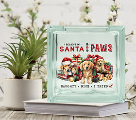 Santa Paws Glass Block Decal 2 sizes available