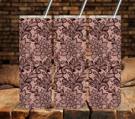 Floral Lace wrap Black UV DTF tumbler wraps
