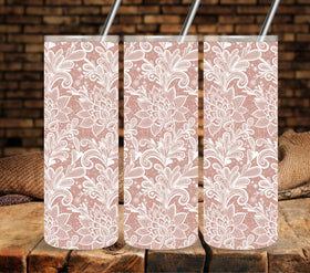 Floral Lace wrap White UV DTF tumbler wraps