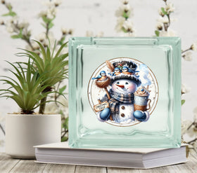 Bluebirds and Frosty Glass Block Decal 2 sizes available