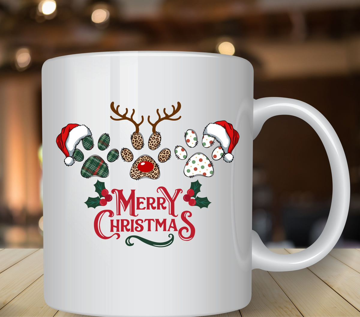 Merry Christmas Paw Prints UV DTF Decals