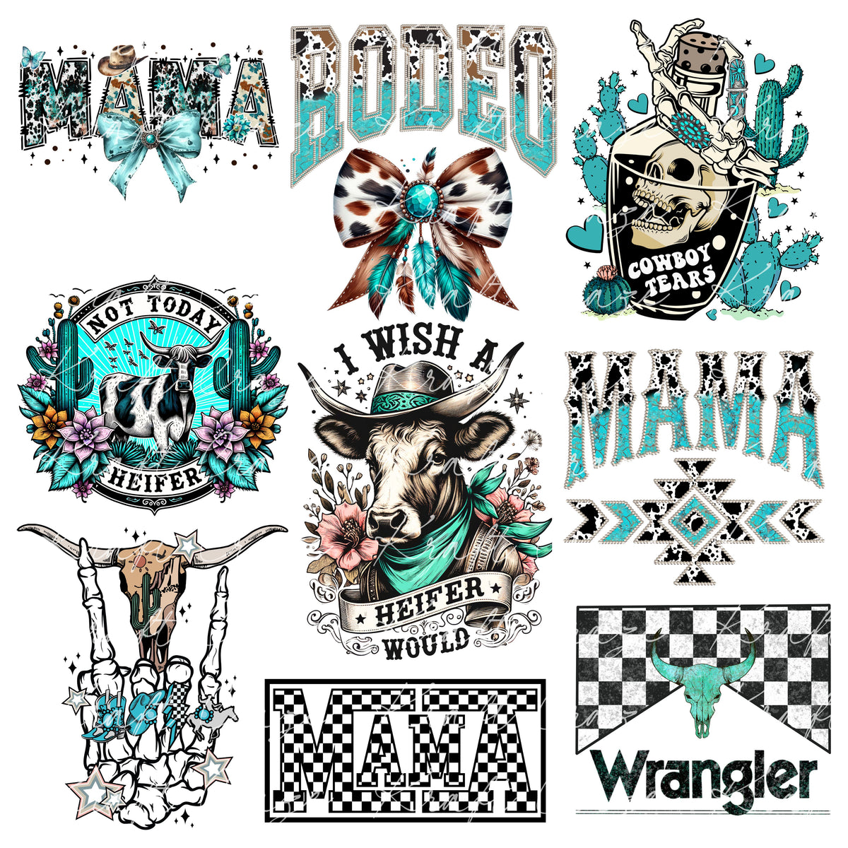 Cowboy Tears UV DTF Decal accent Sheet 10x10