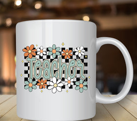 Retro floral teacher UV DTF Decals