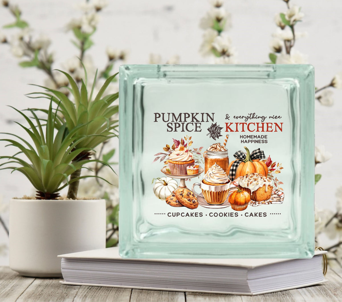 Pumpkin spice and everything nice Fall Glass Block Decal 2 sizes available