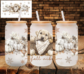 Fall Vibes Puppy UV DTF Libbey wrap