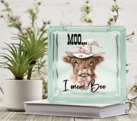 Moo...I mean Boo! Glass Block Decal