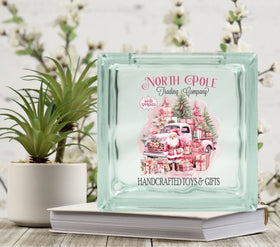 North Pole Trading Co. Pink Glass Block Decal 2 sizes available