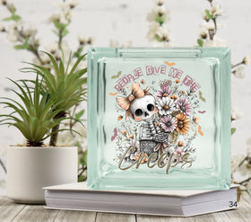 People Give me the Creeps floral Glass Block Decal