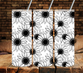 Sunflower 1 Black UV DTF tumbler wraps