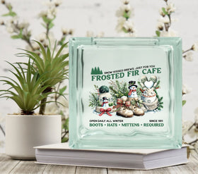Frosted Fir Cafe Glass Block Decal 2 sizes available