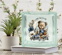 Love you to the Moon and Back Blue Bear Glass Block Decal