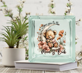 Love you to the Moon and Back Bear Glass Block Decal