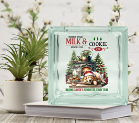 North Pole Milk and Cookie Co. Glass Block Decal 2 sizes available