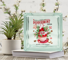Peppermint Cocoa Gnome Glass Block Decal 2 sizes available