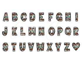 Serape Cowhide Doodle Font Download- Upper and Lowers case with special characters and numbers