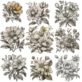 Vintage Floral UV DTF Decal accent Sheet 10x10 2 Designs