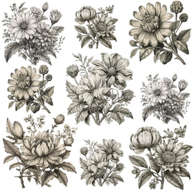 Vintage Floral UV DTF Decal accent Sheet 10x10 2 Designs