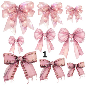 Vintage Pink Coquette Bows UV DTF Decal accent Sheet 10x10 sheet 3 designs