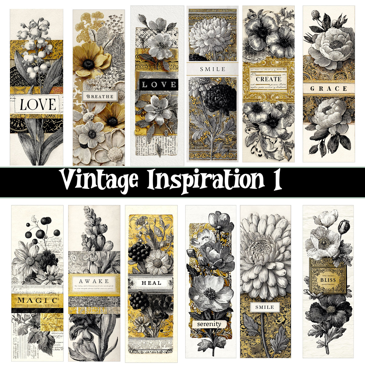 Vintage Inspiration and floral Decal sheets 3 Designs