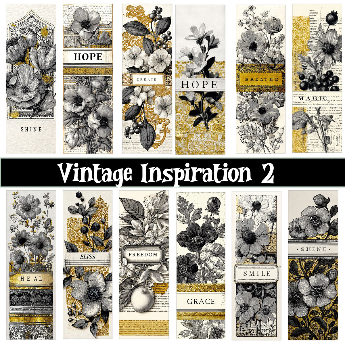 Vintage Inspiration and floral Decal sheets 3 Designs