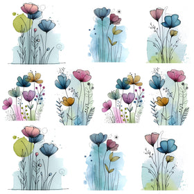 Watercolor Botanicals #1 UV DTF Decal sheet