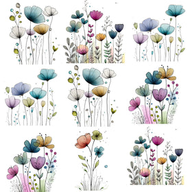 Watercolor Botanicals #2 UV DTF Decal sheet