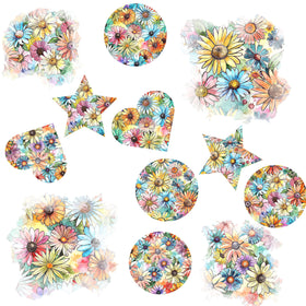 Watercolor floral Tumbler butt and Patch UV DTF Decal sheet