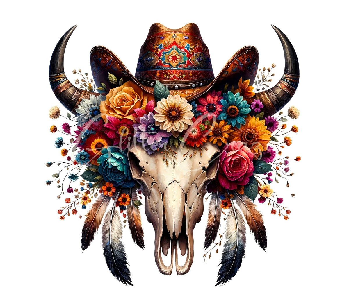 Western Bullskulls Extra Large 2 sizesUV Dtf Decals-- 15 Designs