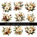 White Christmas Flowers UV DTF Decal Sheet