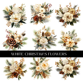 White Christmas Flowers UV DTF Decal Sheet