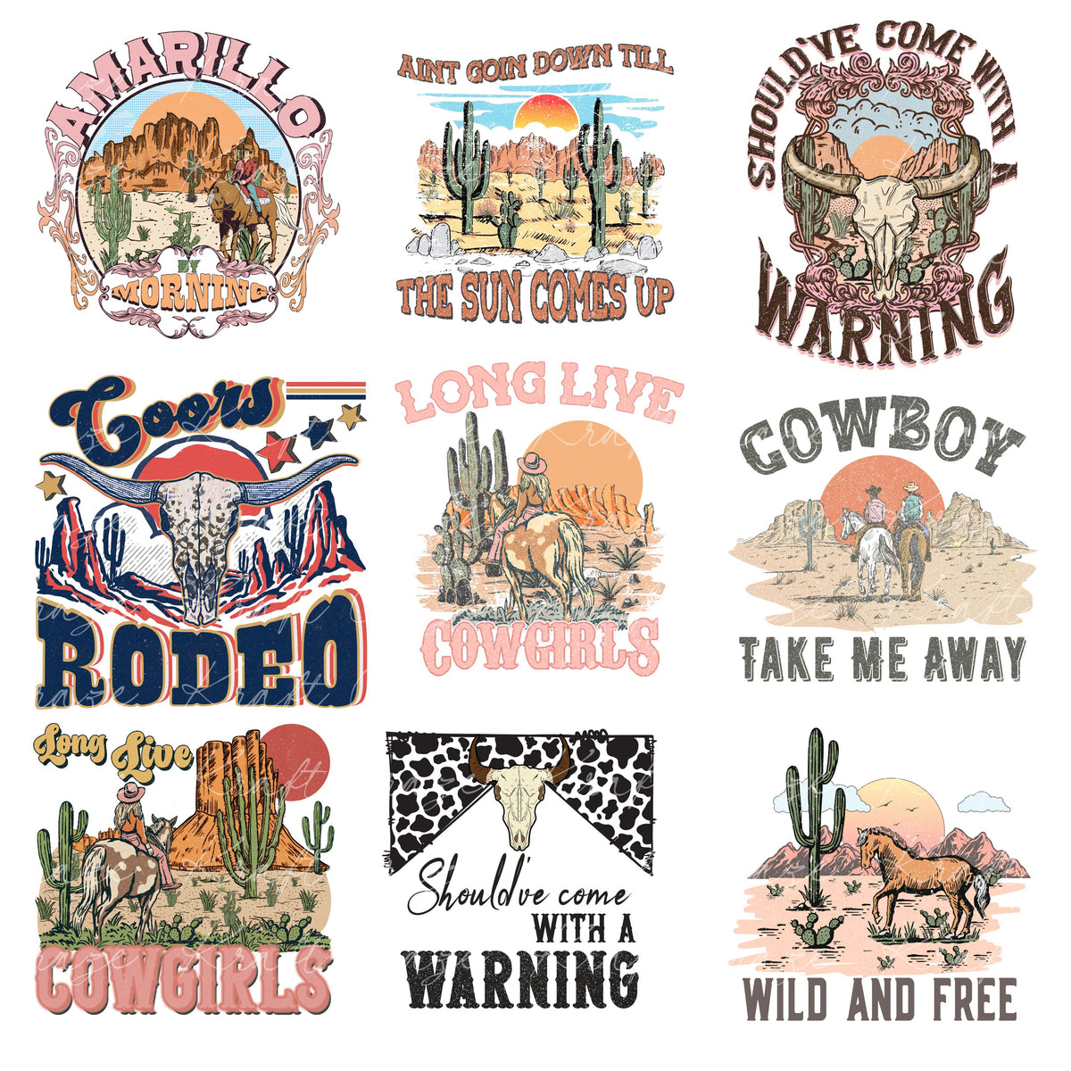 Wild and Free UV DTF Decal accent Sheet 10x10