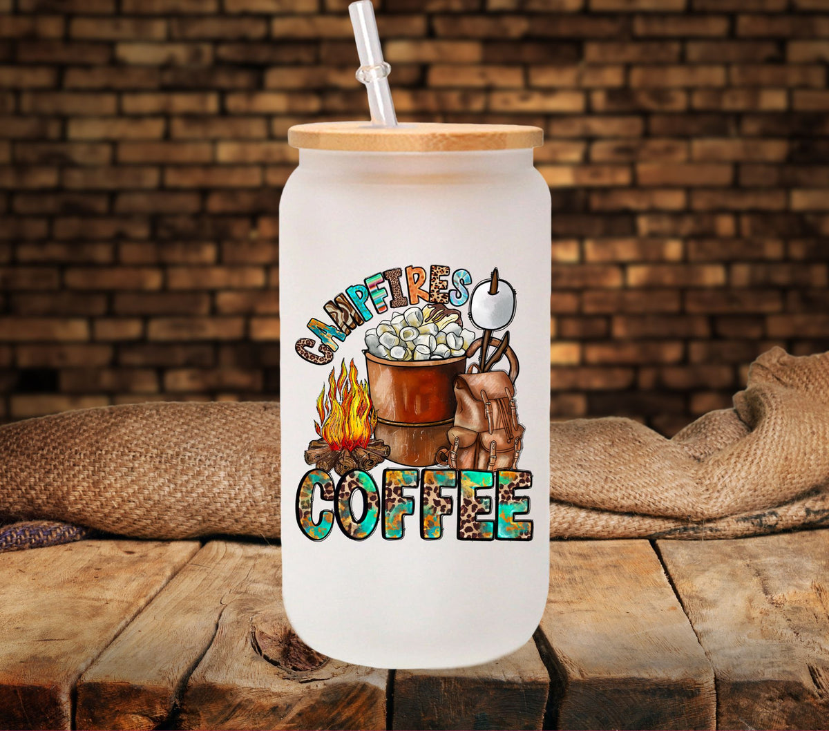 Campfires and coffee UV DTF Decals