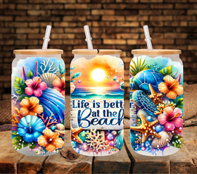Life is better at the beach starfish UV DTF Libbey wrap