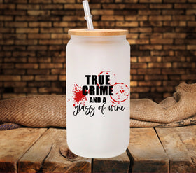 True crime and a glass of wine UV DTF Decals