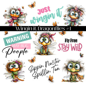 Wingin it Dragonflies Collection UV DTF Decal Sheets-2 Designs