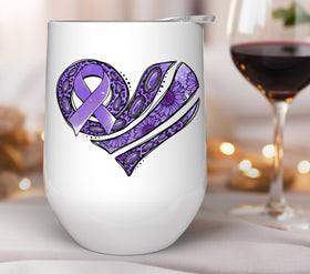 Western Cancer awareness Heart Purple UV DTF Decals