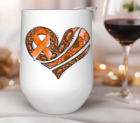 Western Cancer awareness Heart orange UV DTF Decals